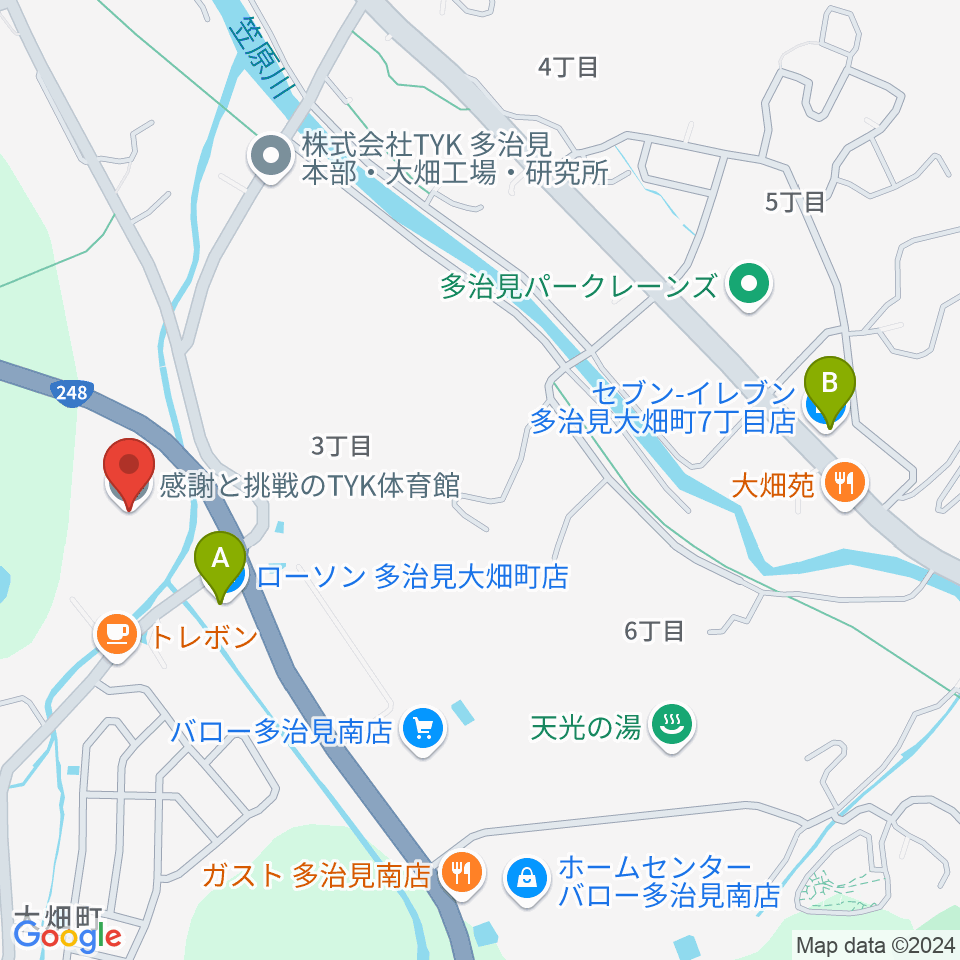 感謝と挑戦のTYK体育館周辺のコンビニエンスストア一覧地図