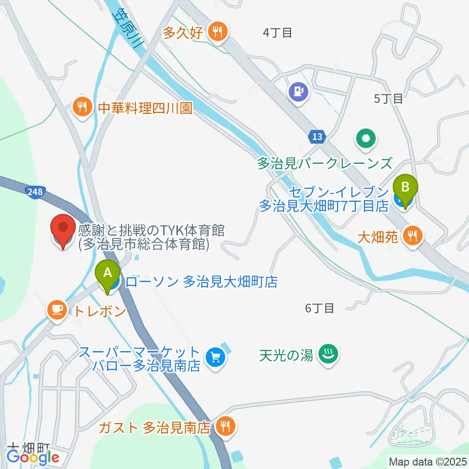感謝と挑戦のTYK体育館周辺のコンビニエンスストア一覧地図