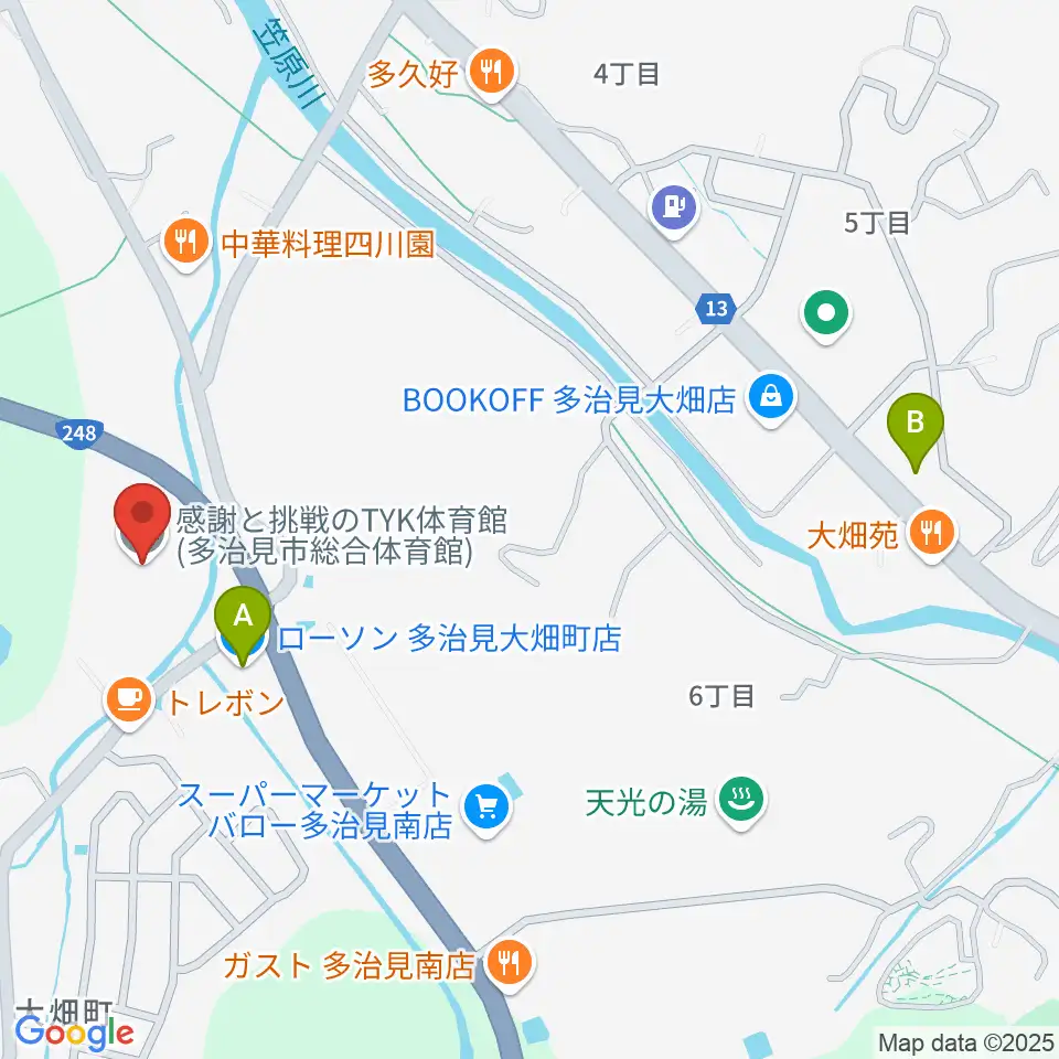 感謝と挑戦のTYK体育館周辺のコンビニエンスストア一覧地図
