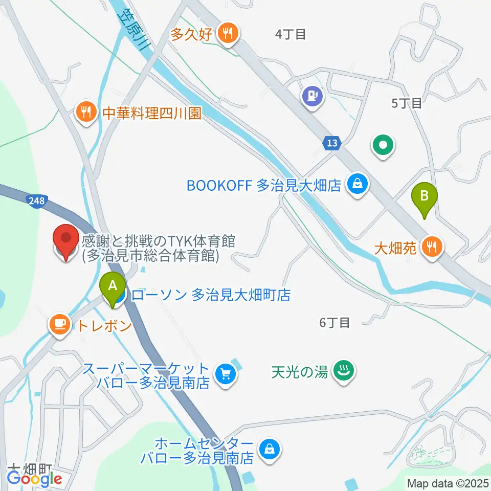 感謝と挑戦のTYK体育館周辺のコンビニエンスストア一覧地図
