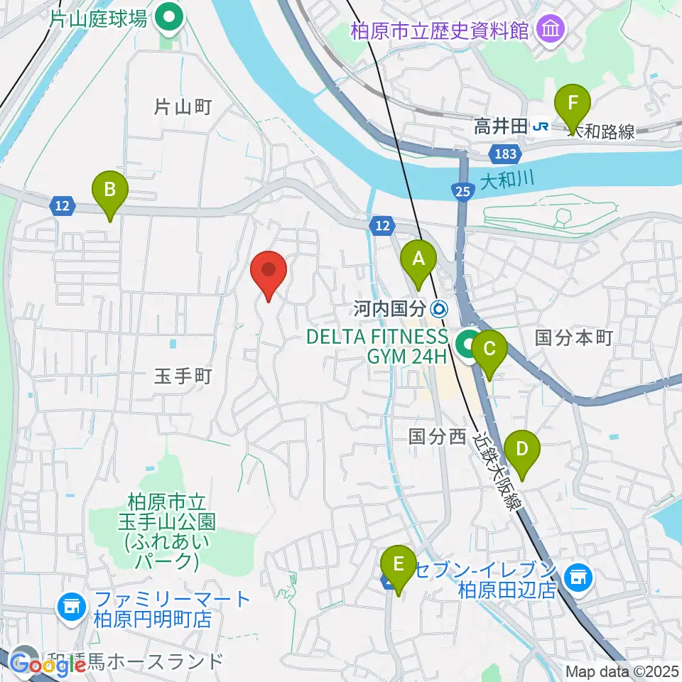 柏原オーエンスアリーナ周辺のコンビニエンスストア一覧地図