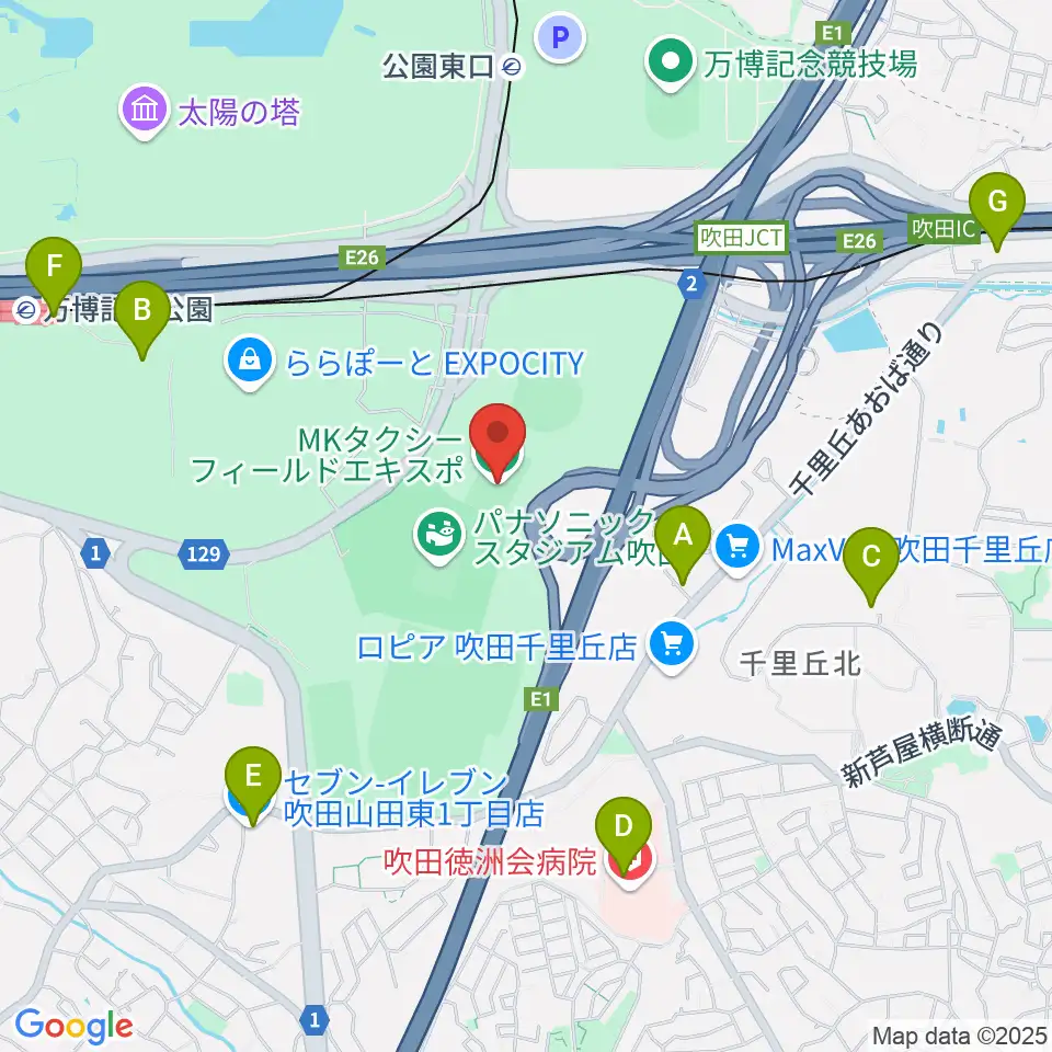 MKタクシーフィールドエキスポ周辺のコンビニエンスストア一覧地図