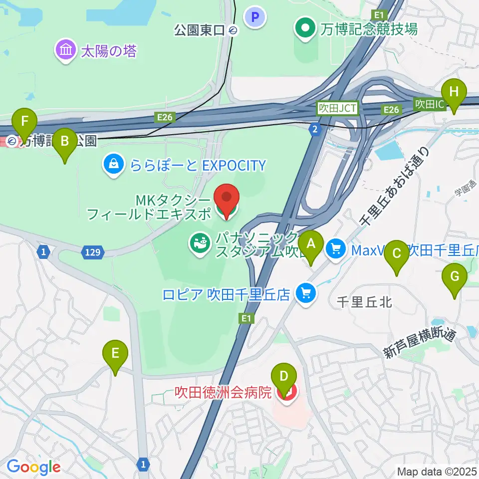 MKタクシーフィールドエキスポ周辺のコンビニエンスストア一覧地図
