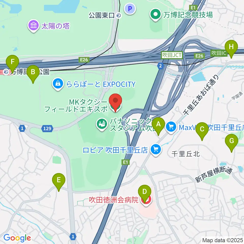 MKタクシーフィールドエキスポ周辺のコンビニエンスストア一覧地図