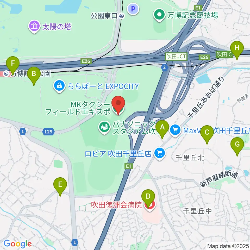 MKタクシーフィールドエキスポ周辺のコンビニエンスストア一覧地図