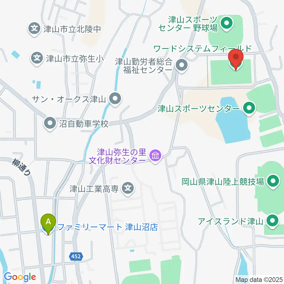 ワードシステムフィールド周辺のコンビニエンスストア一覧地図