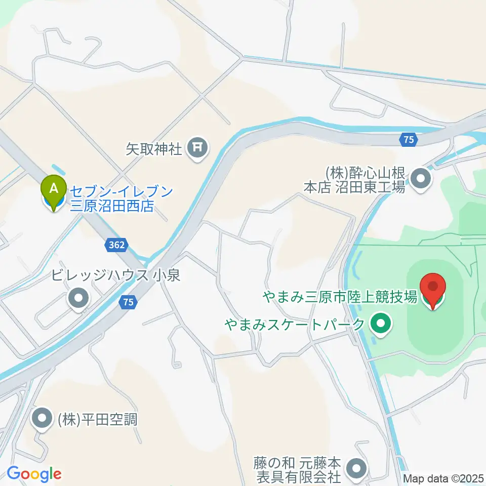 やまみ三原市陸上競技場周辺のコンビニエンスストア一覧地図