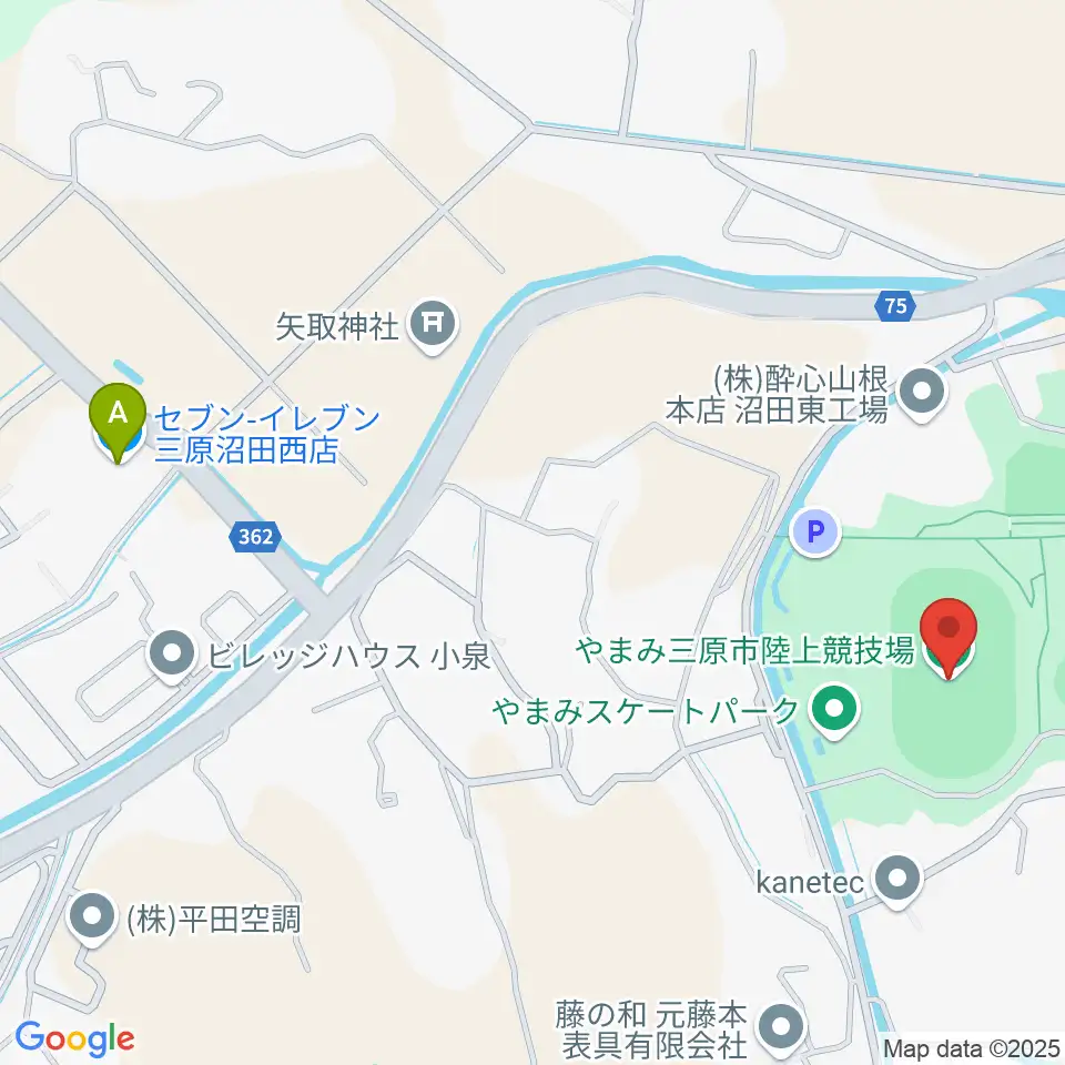 やまみ三原市陸上競技場周辺のコンビニエンスストア一覧地図