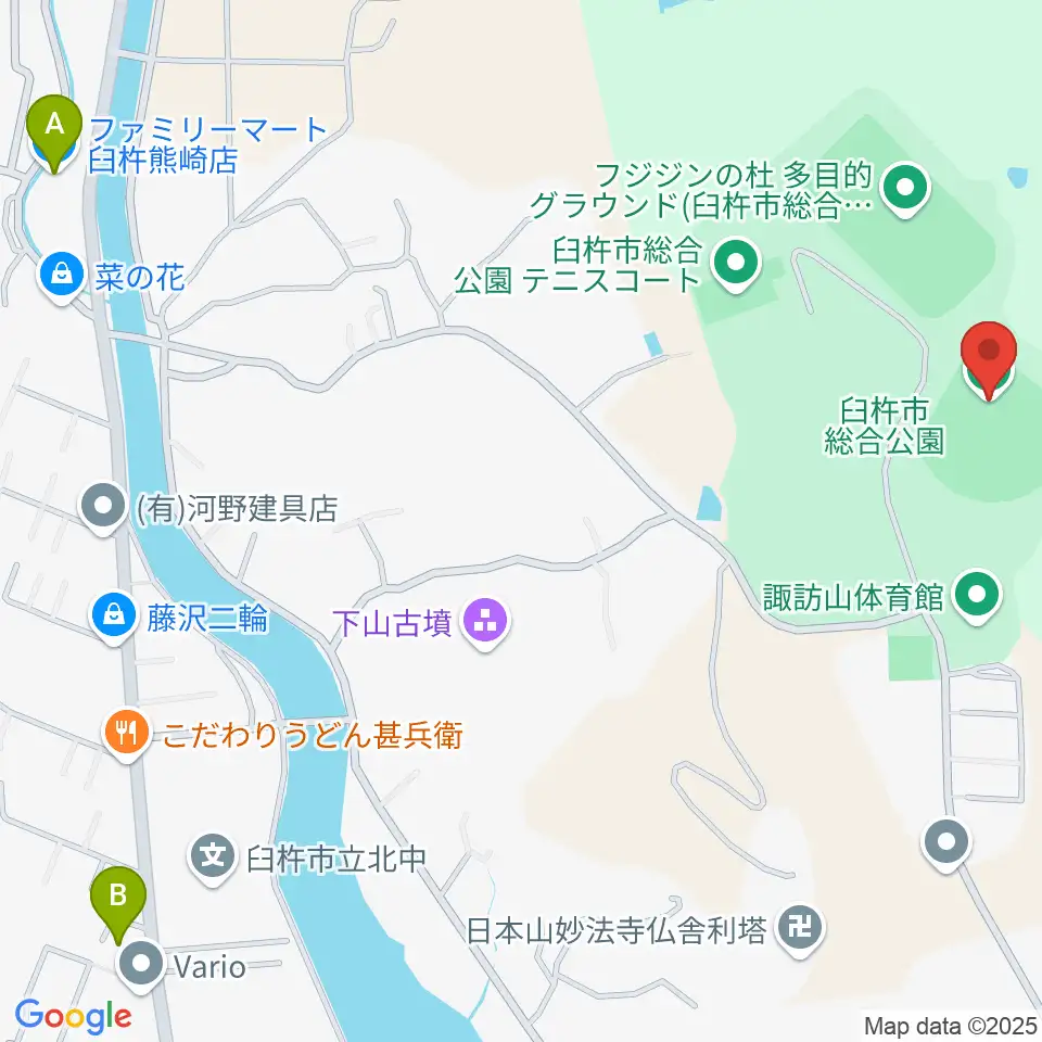 フジジンの杜スタジアム周辺のコンビニエンスストア一覧地図