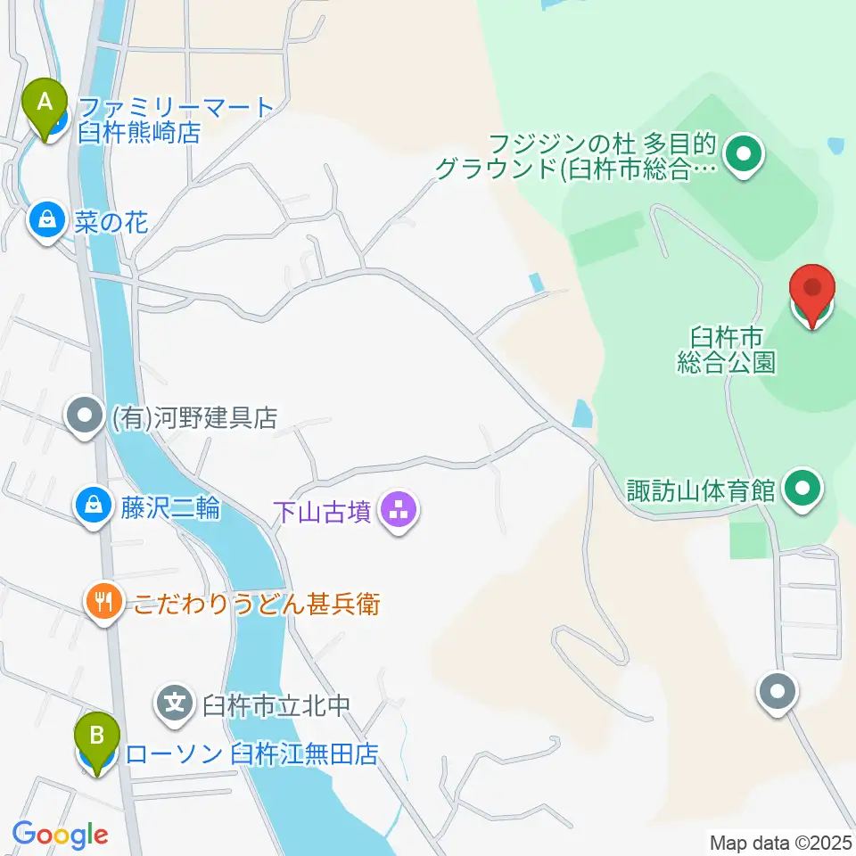 フジジンの杜スタジアム周辺のコンビニエンスストア一覧地図