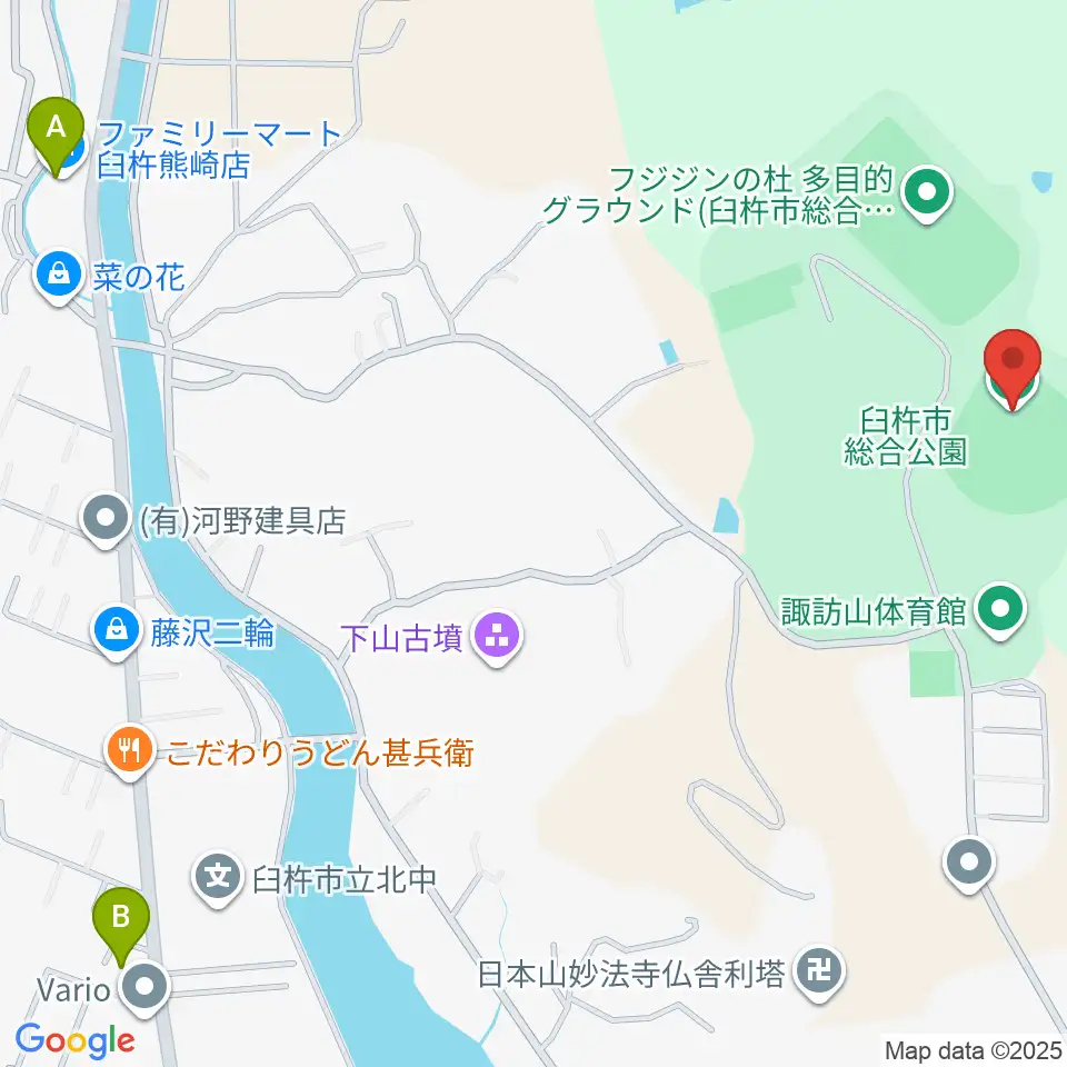 フジジンの杜スタジアム周辺のコンビニエンスストア一覧地図