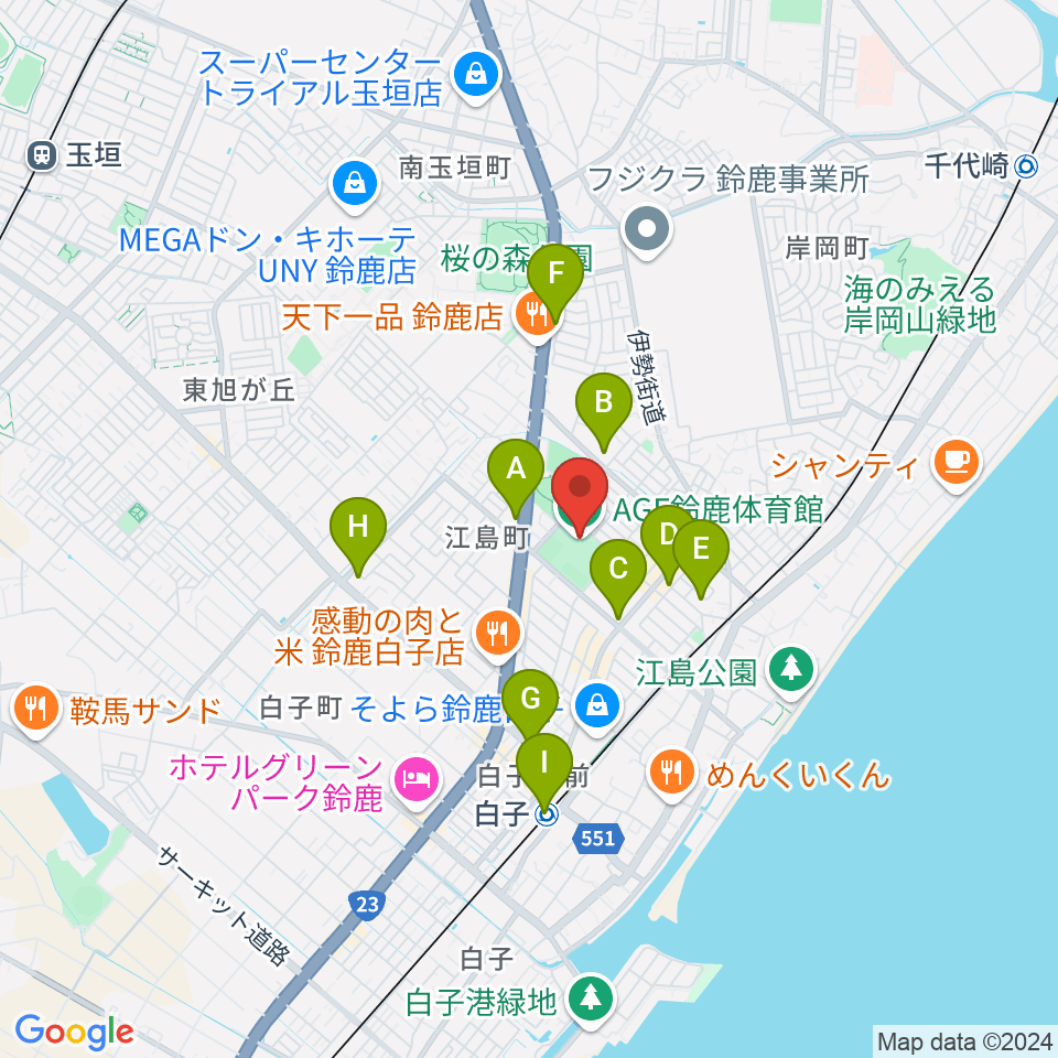 AGF鈴鹿体育館周辺のコンビニエンスストア一覧地図