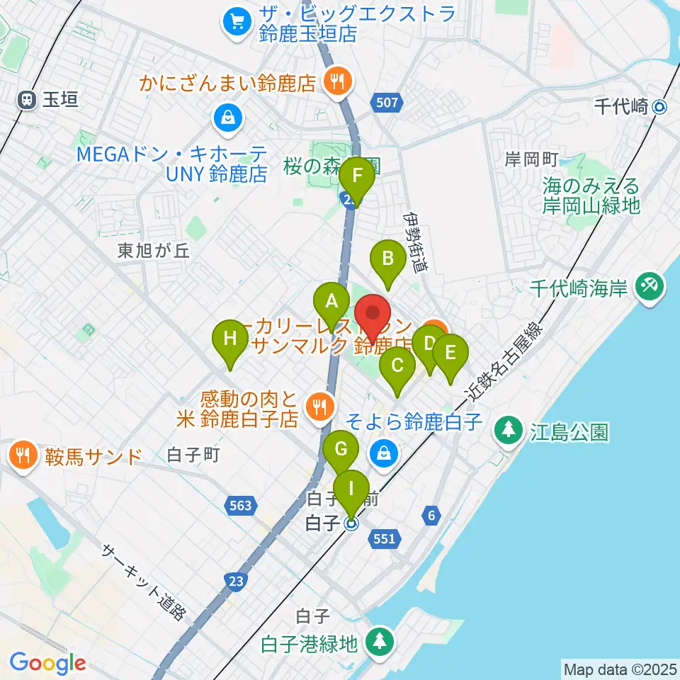 AGF鈴鹿体育館周辺のコンビニエンスストア一覧地図