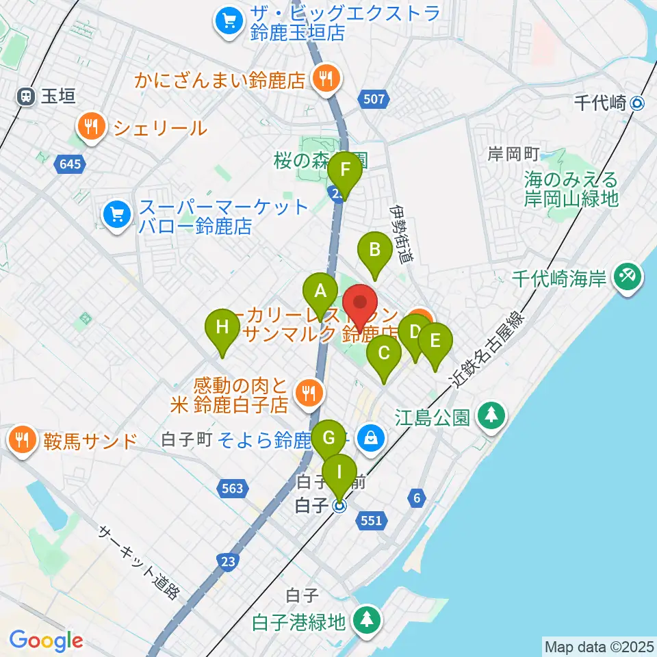 AGF鈴鹿体育館周辺のコンビニエンスストア一覧地図