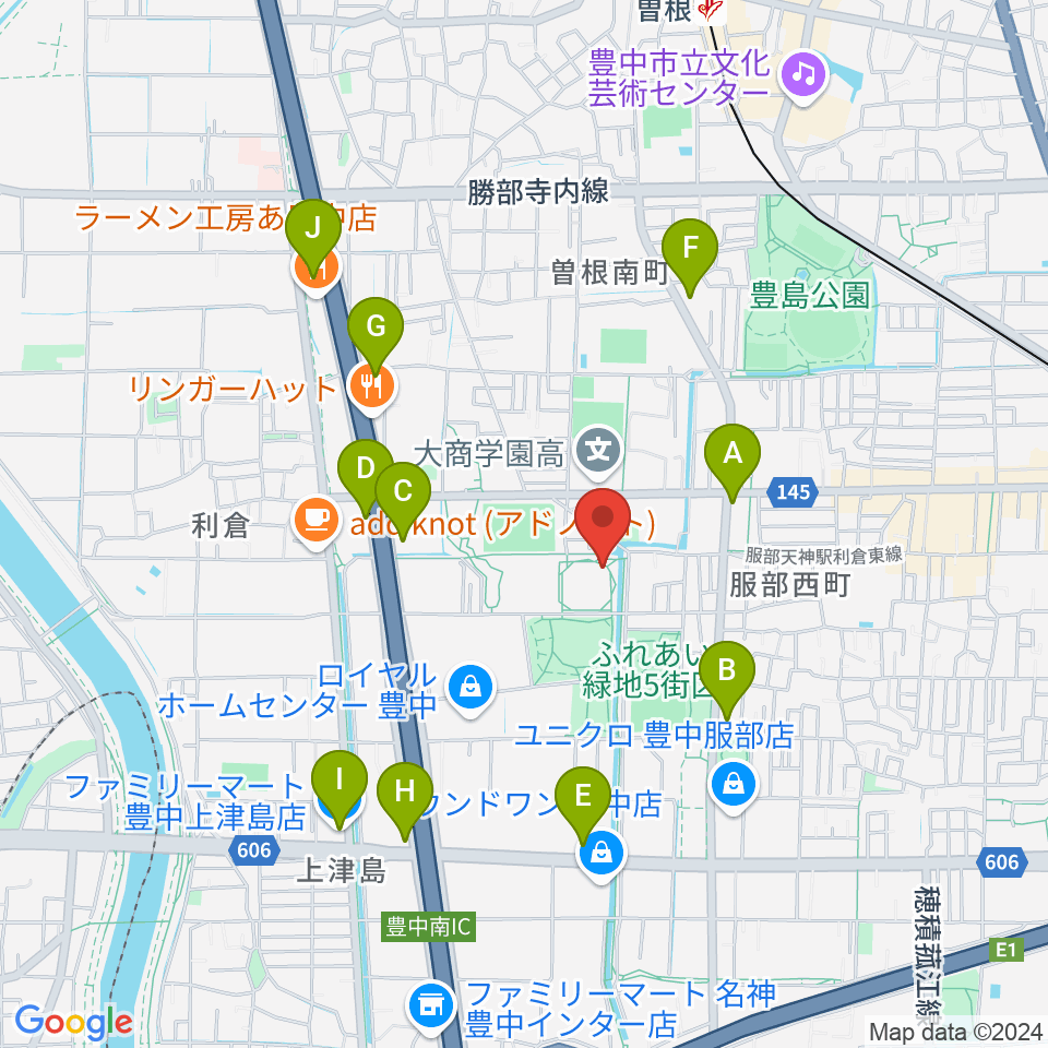 マリンフード豊中スイミングスタジアム周辺のコンビニエンスストア一覧地図