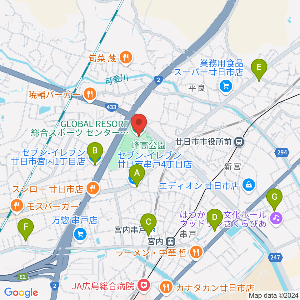 グローバルリゾート総合スポーツセンターサンチェリー周辺のコンビニエンスストア一覧地図