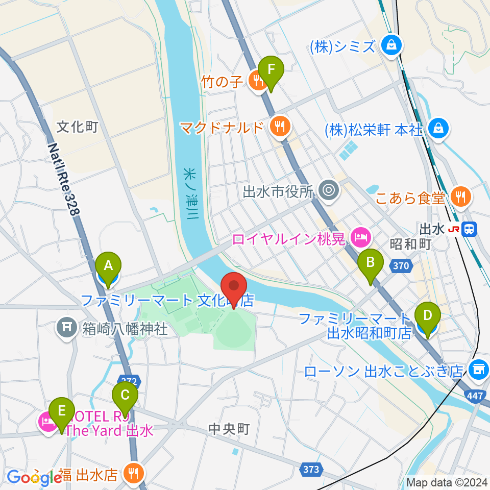 ブルーチップスタジアム周辺のコンビニエンスストア一覧地図