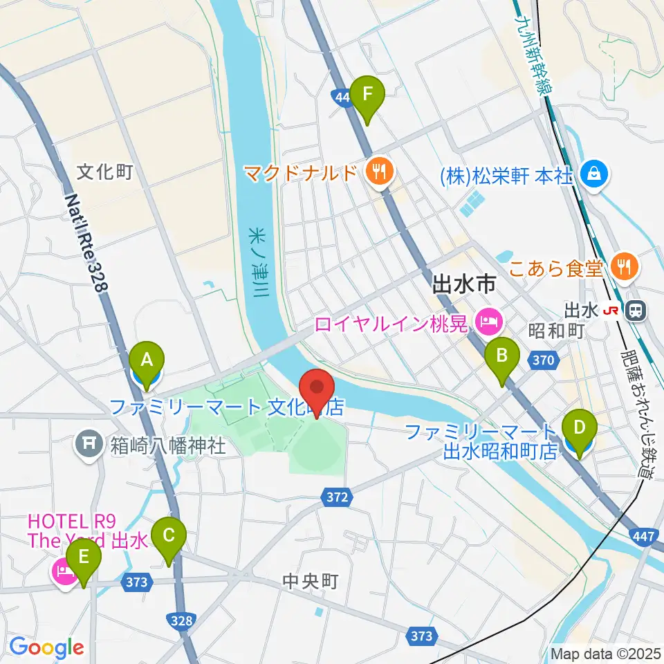 ブルーチップスタジアム周辺のコンビニエンスストア一覧地図
