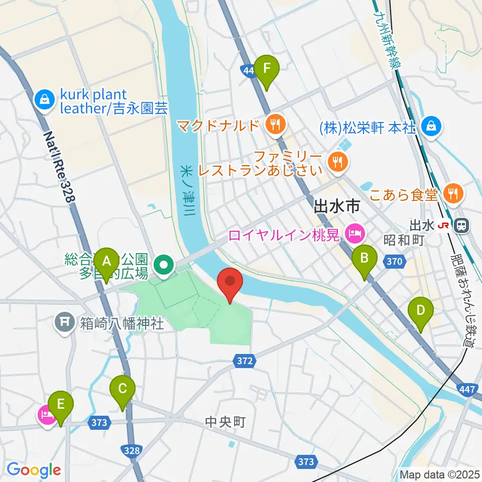 ブルーチップスタジアム周辺のコンビニエンスストア一覧地図