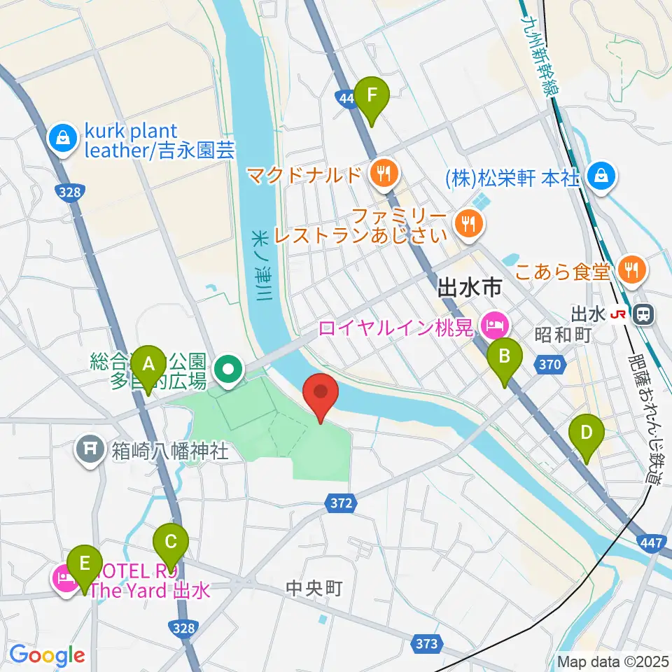 ブルーチップスタジアム周辺のコンビニエンスストア一覧地図