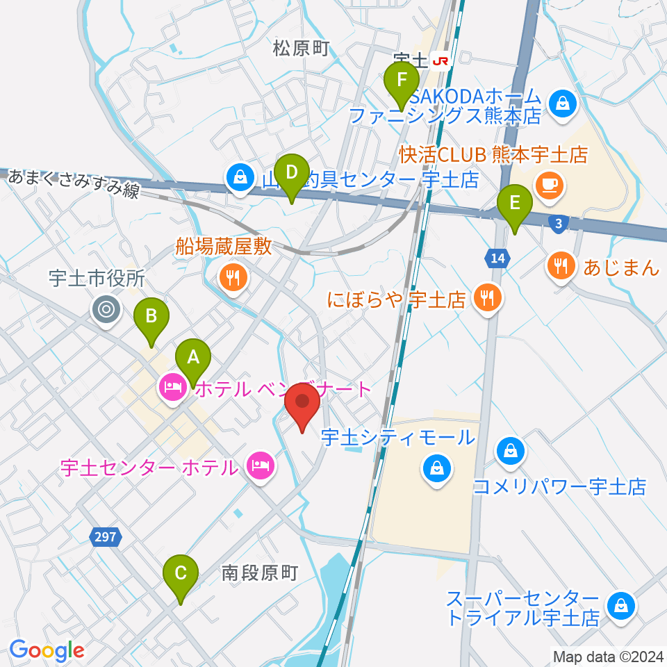 ecowin宇土アリーナ周辺のコンビニエンスストア一覧地図