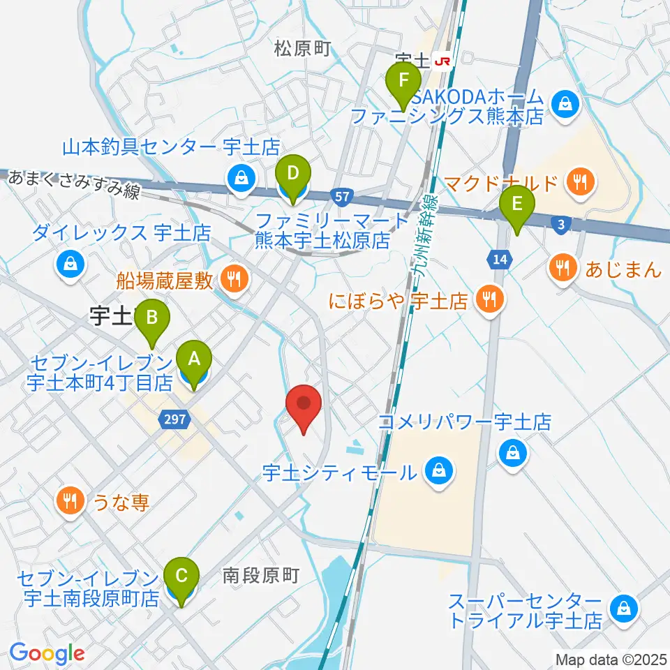 ecowin宇土アリーナ周辺のコンビニエンスストア一覧地図