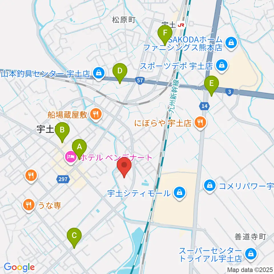 ecowin宇土アリーナ周辺のコンビニエンスストア一覧地図