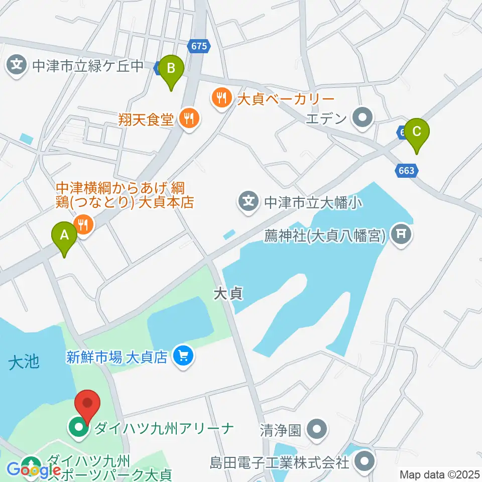 ダイハツ九州アリーナ周辺のコンビニエンスストア一覧地図