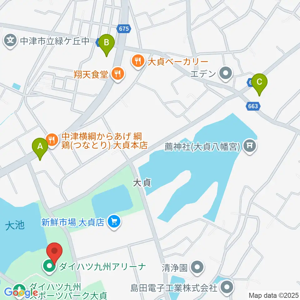 ダイハツ九州アリーナ周辺のコンビニエンスストア一覧地図