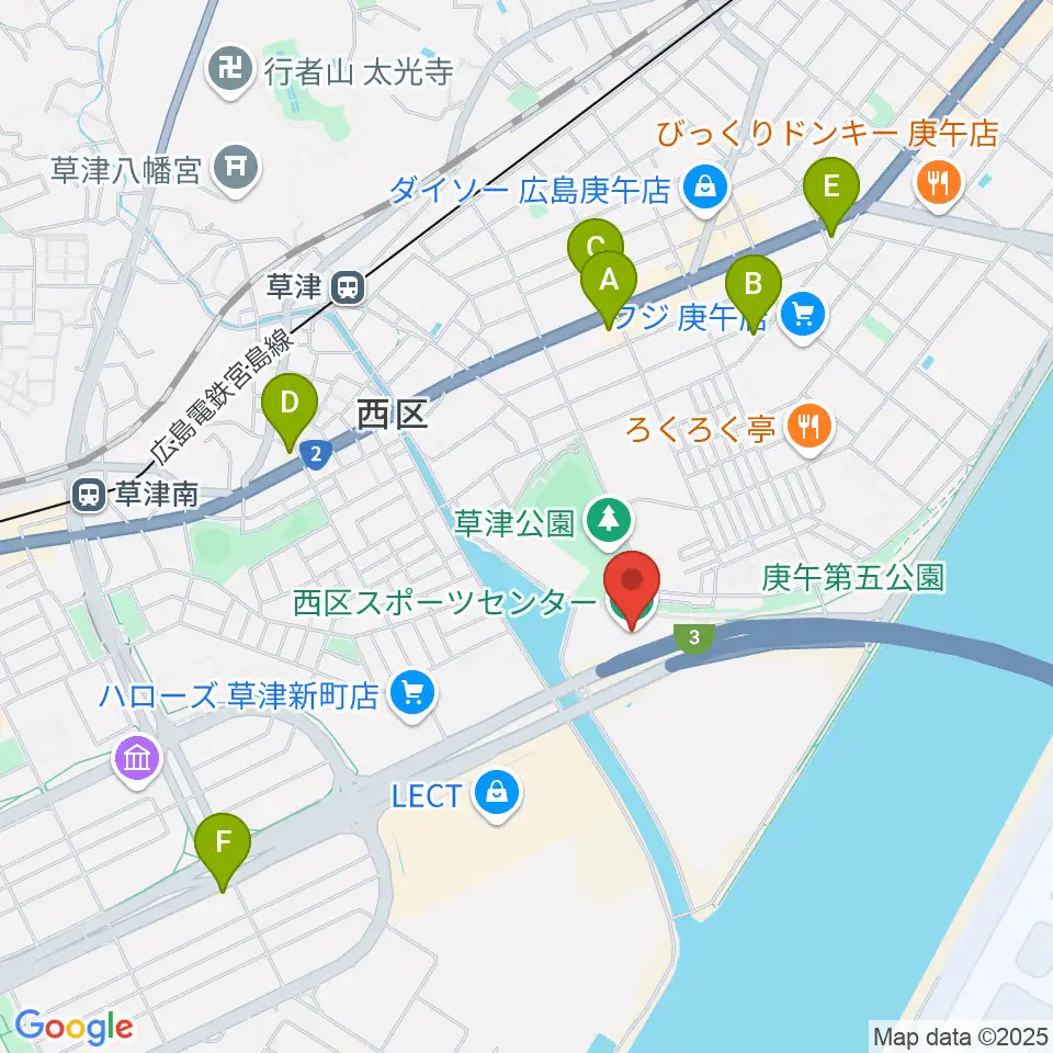 広島市西区スポーツセンター周辺のコンビニエンスストア一覧地図