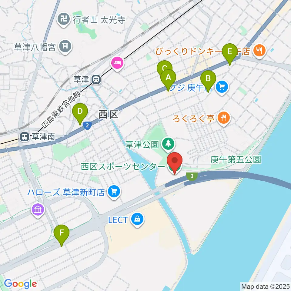 広島市西区スポーツセンター周辺のコンビニエンスストア一覧地図