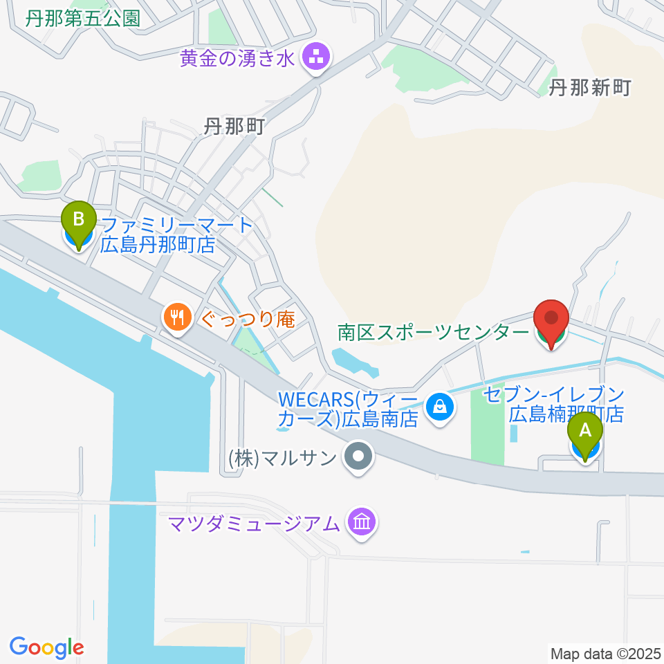 広島市南区スポーツセンター周辺のコンビニエンスストア一覧地図