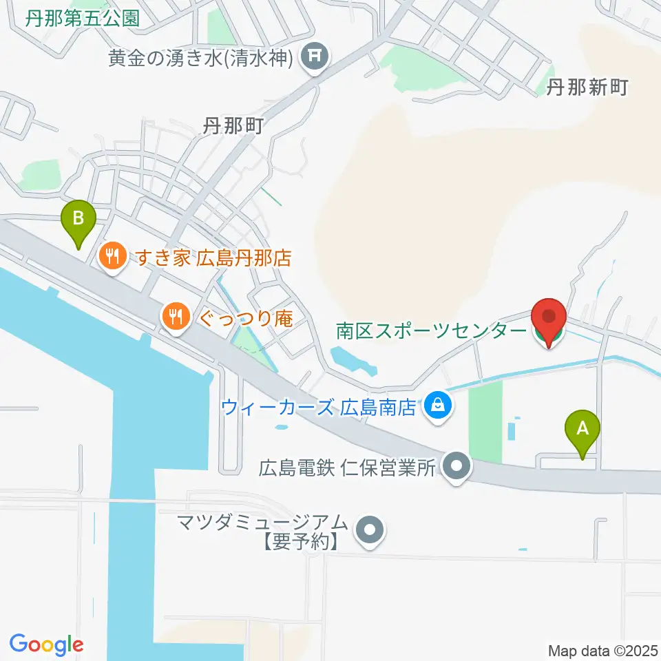 広島市南区スポーツセンター周辺のコンビニエンスストア一覧地図