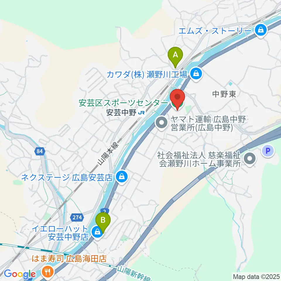 広島市安芸区スポーツセンター周辺のコンビニエンスストア一覧地図