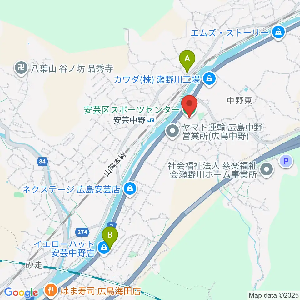 広島市安芸区スポーツセンター周辺のコンビニエンスストア一覧地図