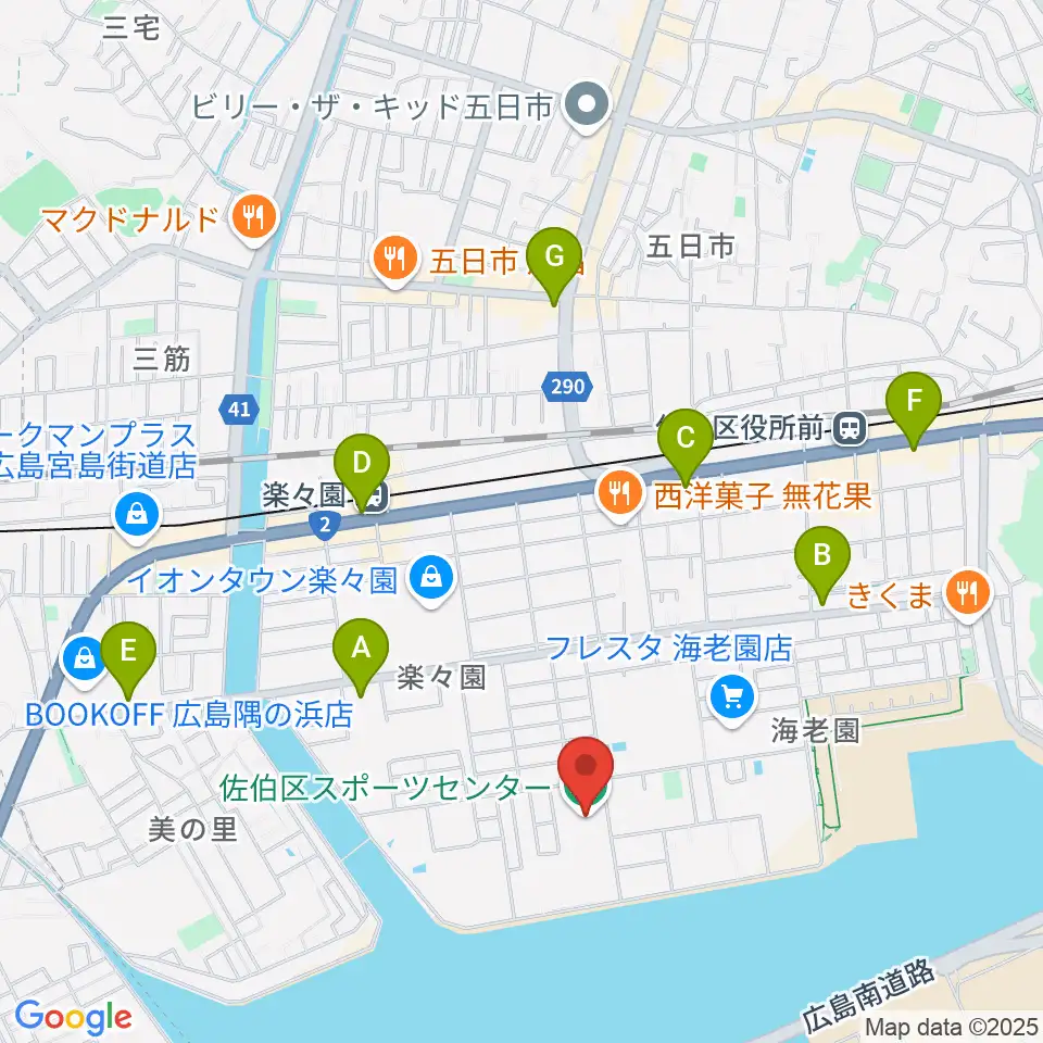 広島市佐伯区スポーツセンター周辺のコンビニエンスストア一覧地図