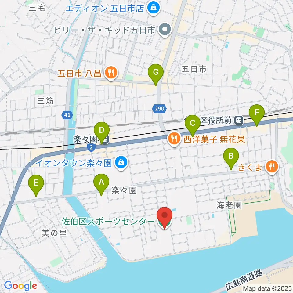 広島市佐伯区スポーツセンター周辺のコンビニエンスストア一覧地図