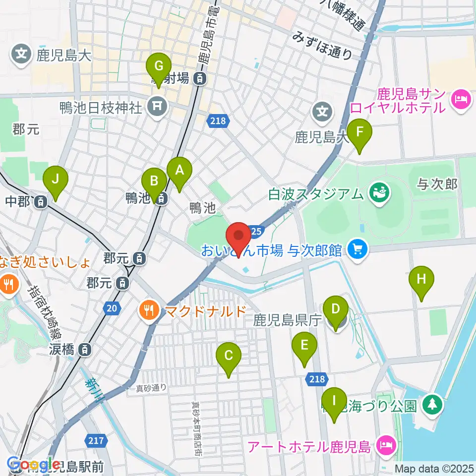 鴨池公園水泳プール周辺のコンビニエンスストア一覧地図
