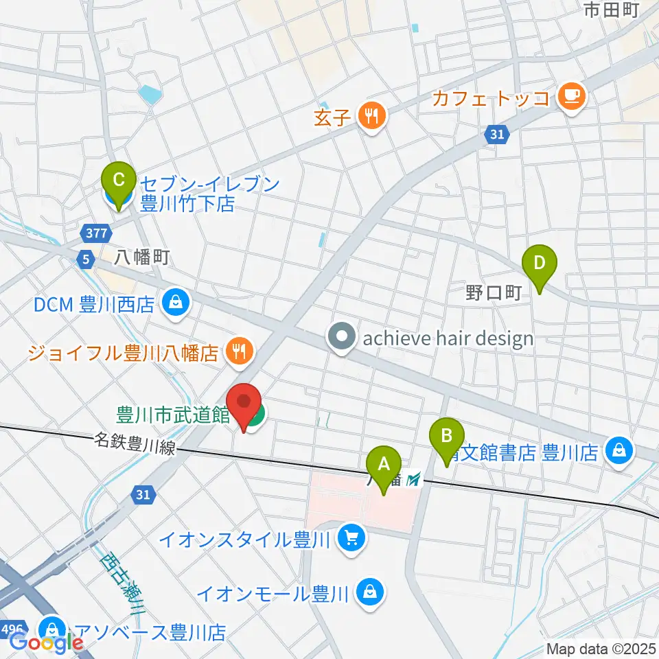 豊川市武道館周辺のコンビニエンスストア一覧地図