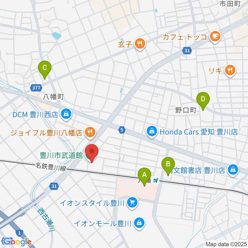 豊川市武道館周辺のコンビニエンスストア一覧地図