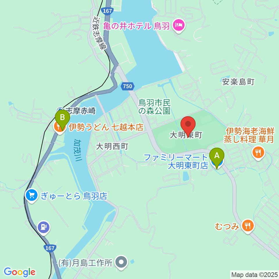 鳥羽市民体育館周辺のコンビニエンスストア一覧地図