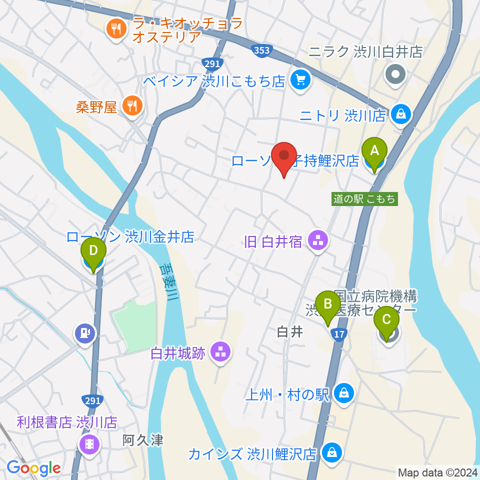 JESCOアリーナ渋川周辺のコンビニエンスストア一覧地図