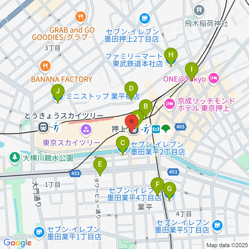 郵政博物館周辺のコンビニエンスストア一覧地図