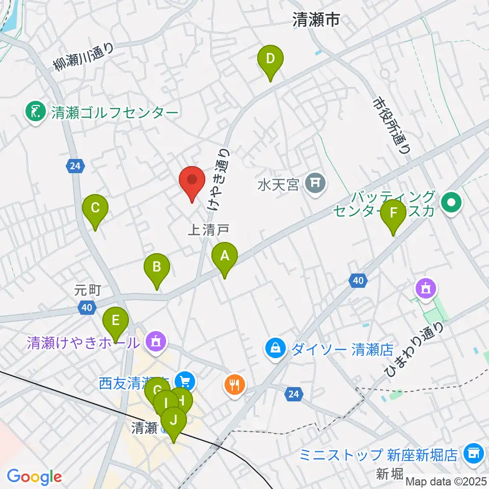 清瀬市郷土博物館周辺のコンビニエンスストア一覧地図