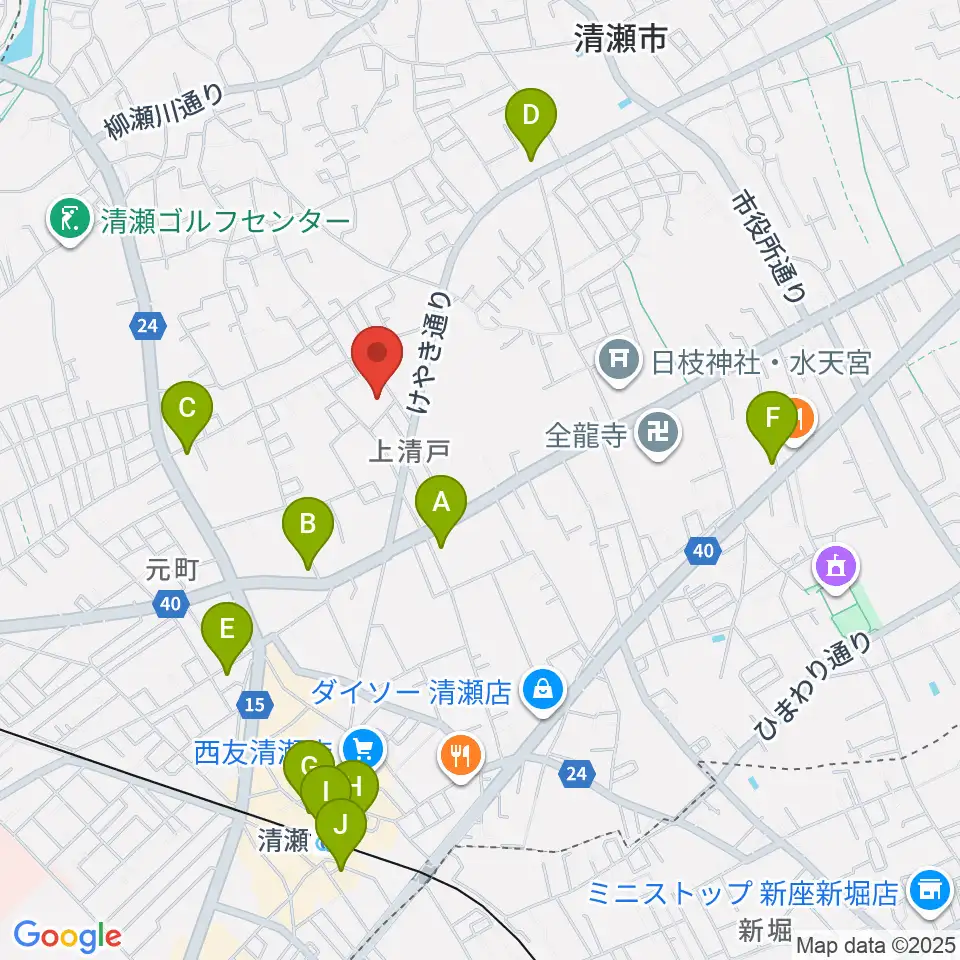 清瀬市郷土博物館周辺のコンビニエンスストア一覧地図