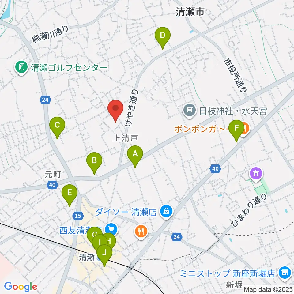 清瀬市郷土博物館周辺のコンビニエンスストア一覧地図