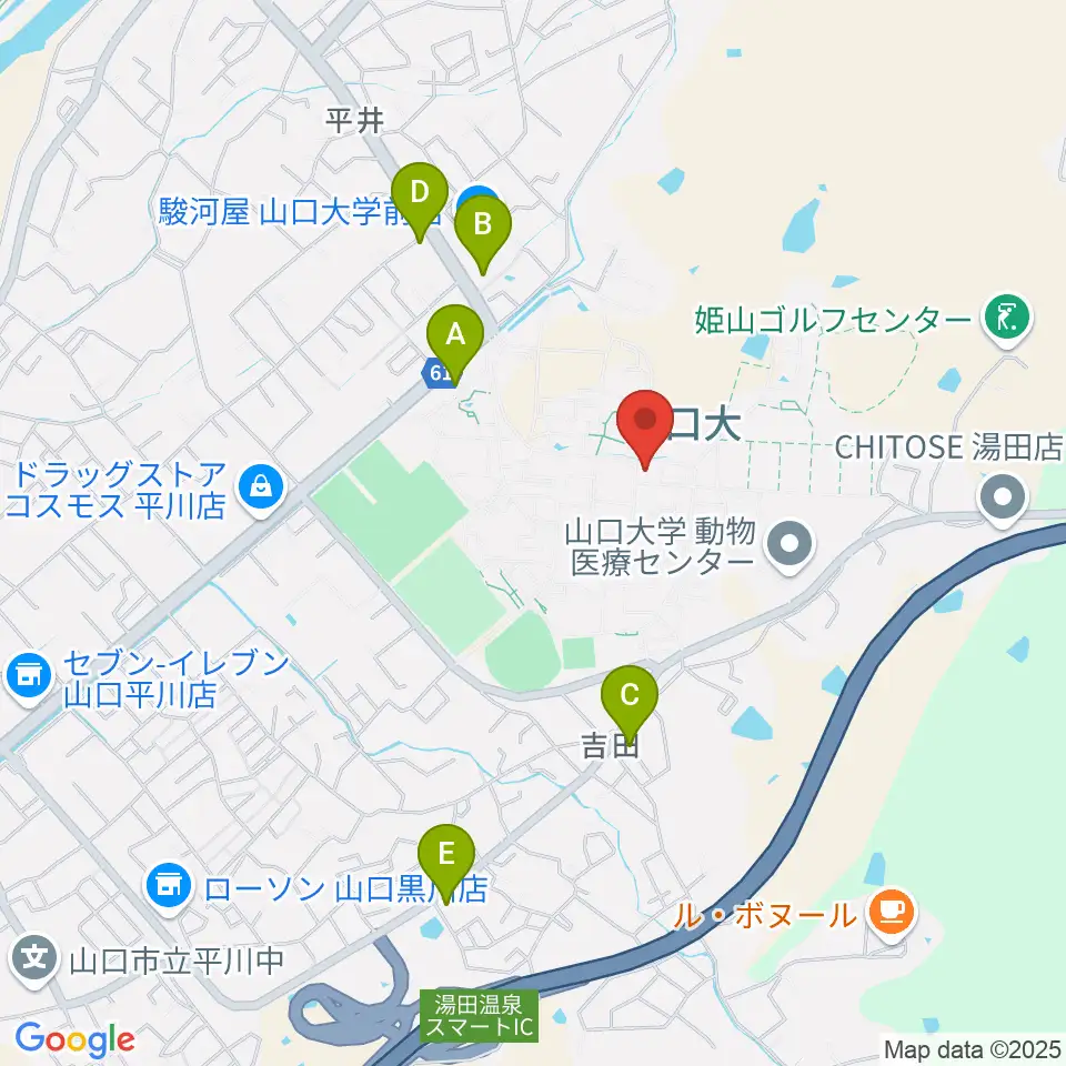 山口大学埋蔵文化財資料館周辺のコンビニエンスストア一覧地図