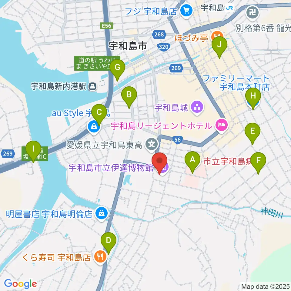 宇和島市立伊達博物館周辺のコンビニエンスストア一覧地図