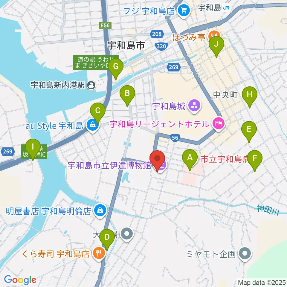 宇和島市立伊達博物館周辺のコンビニエンスストア一覧地図