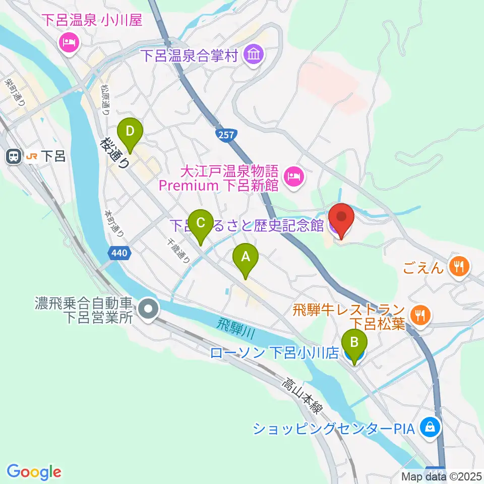 下呂ふるさと歴史記念館周辺のコンビニエンスストア一覧地図